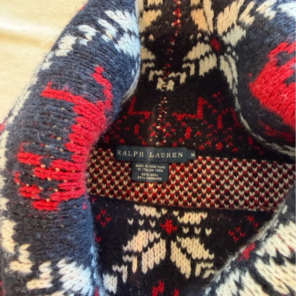 Ralph Lauren Navy, Red & White Nordic Turtleneck Sweater - Picture 2 of 2